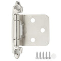 30 Pack 15 Pair Brushed Nickel Cabinet Hinges, 1/2" Overlay Kitchen Hinges - color: Satin Nickel, size: 1/2" Overlay