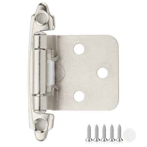 30 Pack 15 Pair Brushed Nickel Cabinet Hinges, 1/2" Overlay Kitchen Hinges - color: Satin Nickel, size: 1/2" Overlay