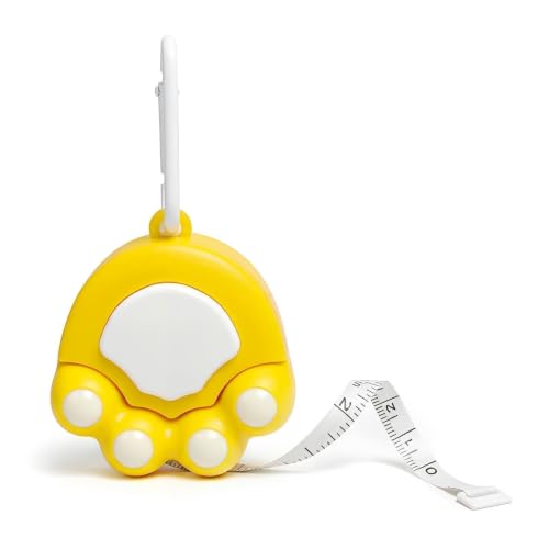 Yellow Cat Paw Fashion Measuring Tape 79", Sewing Gifts w/Keychain - color: A2-Yellow Cat Paw