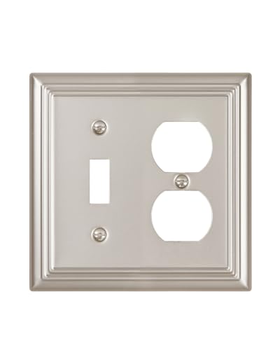 Switch Plates Outlet Covers, 1-Pack Metal Wall Plate, Satin Nickel - color: Satin Nickel, size: 1 Toggle/1 Duplex 1PK