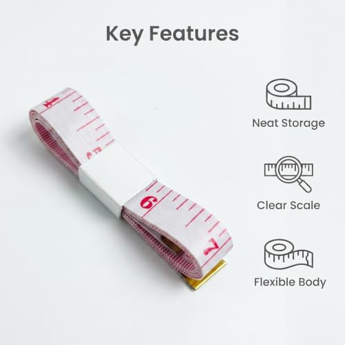 Measuring Tape for Body Measurements, Soft Tape Measure Double Scale, Has 150 Centimetre Scale on Reverse and Front 60 Inch - color: White Red