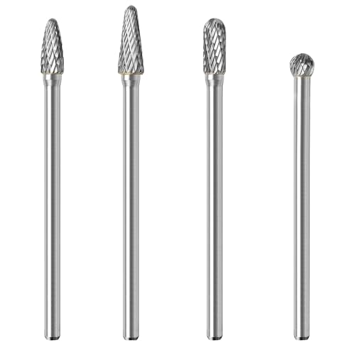 4PCS Long Carbide Burr Set 1/4" Shank Total L 6"Rotary File Long Tool Accessories for Dremel, Double Cut Tungsten Carbide Rotary Files for Metal, Wood, Aluminum, Engraving, Carving, Drilling - size: 6x6mm
