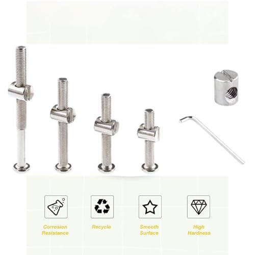 49 PCS M6-1.0x20/40/50/60/70/80 mm Hex Socket Head Cap Screw Barrel Nuts Assortment Kit with Wrenches for Crib Bunk Bed Furniture Cot, Bunk Bed Replacement Hardware - size: Silver-49pcs