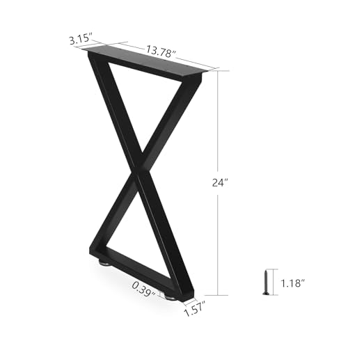 ALLCOS Bench Legs 24 Inch Metal Coffee Table Legs Heavy Duty Table Legs Iron Bench Legs, Black, Set of 2 - size: 24 Inch