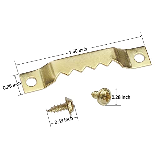 Sawtooth Picture Hangers, 50 pcs Small Picture Hanging Hook, Gold Picture Hangers with Screws Picture Hang Solutions, Picture Hanging Hardware for Paintings, Photos Frame, Artwork, Home Decor, Clock - size: Gold 50 pcs