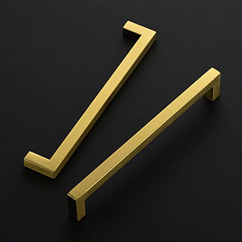 Ravinte Brushed Brass Cabinet Square Handles Drawer Pulls 8 Inch 18 Pack - color: Brushed Gold