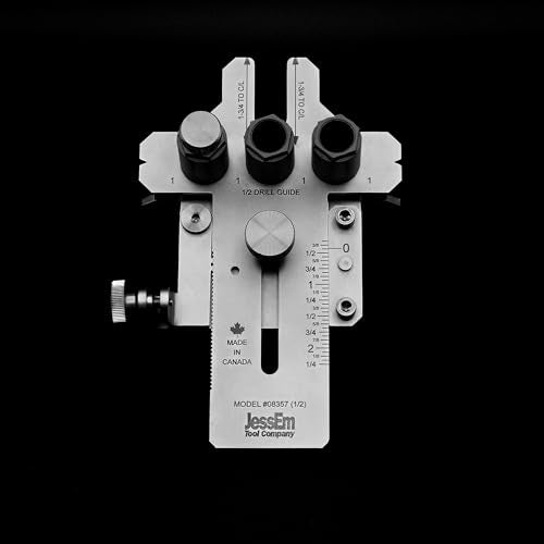 JessEm 08358 Seasoned Pro Stainless Steel Dowelling Jig Complete Kit with 1/4", 3/8" and 1/2" Guides, Three Angle Bases, Wall Bracket, Precision Woodworking Joinery Tool