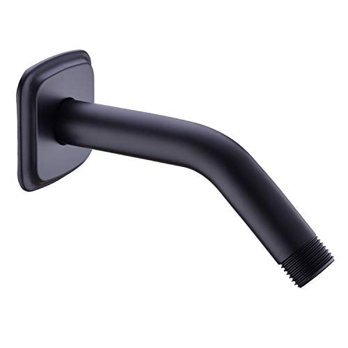 TRUSTMI 6-Inch Angled Shower Arm with Flange, Solid Stainless Steel, Wall Mounted Replacement Extension Tube for Fixed Shower Head, Matte Black - color: Matte Black