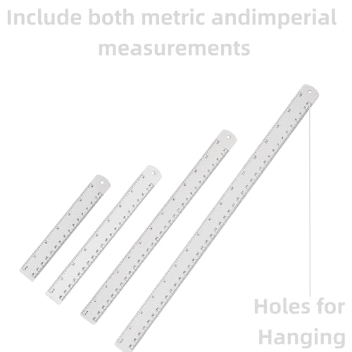Unjoo Stainless Steel Ruler, 2-Pack, 8 Inch/20 cm Dual Scale Ruler - size: 8 inch 2 pack