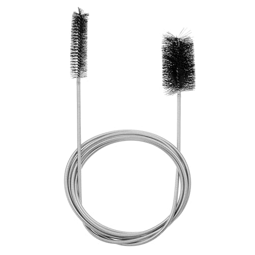 PATIKIL 61inch Flexible Drain Brush, Long Nylon Cleaner Brush Double Bristle Ended Spring Straw Cleaning Tool for Curved Pipe Slim Holes Fish Tank, Black - color: Black, size: 61inch