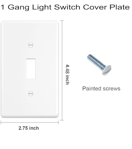 ZEFTV Toggle Light Switch Wall Plates 1-Gang Switch Electrical Cover Plate Unbreakable Thermoplastic Faceplate, White (4 Pack) - color: Single Toggle, size: 4 Pack