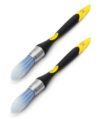 Bates- Trim Paint Brush, 0.75 Inch, 2 Pack, Ergonomic Non-Slip Handle, Synthetic Bristles, Trim Brushes for Painting, Yellow and Black - color: Yellow-black, size: 0.75 inch, 2 Pack