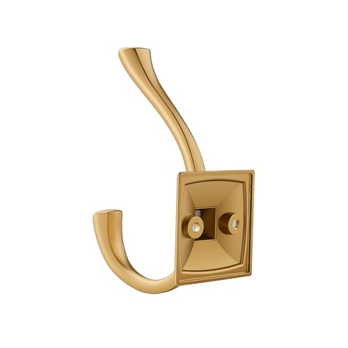 HARPOON 5 Pack Prong Hook, Heavy Duty Two Flared 4.3 inch Coat Hooks, Wall Mounted with 4 Screws, Utility Hooks - Brushed Gold - color: Brushed Gold