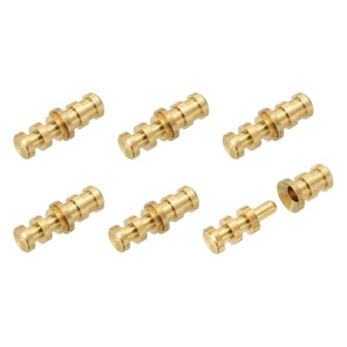 uxcell 6Pcs Table Leaf Dowel Pin, 8x10x28mm Brass Table Top Leaf Alignment Pins Desk Bolt Sleeve Connectors for Furniture Cabinet Wooden Box, Gold Tone - size: 8x10x28mm