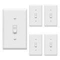 ENERLITES 3-Way Toggle Light Switch with Wall Plate Cover, 5 Pack, White - color: White, size: Switch with Wall Plate