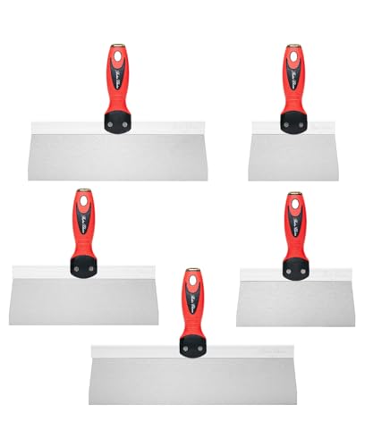 Bates Stainless Steel Putty Knife Set - 5 Pack, 14", 12", 10", 8", 6" Drywall Knives, Scraper Tool