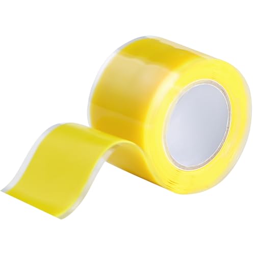 Self Fusing Silicone Tape 1 in x 5' Yellow Waterproof Rubber Leak Proof Sealing Rubber Self-amalgamating Tape for Emergency Hot and Cold Water Pipe Repairs and Tool Fixation - size: 1 Roll - 5 ft - Yellow - 20 mil Thickness