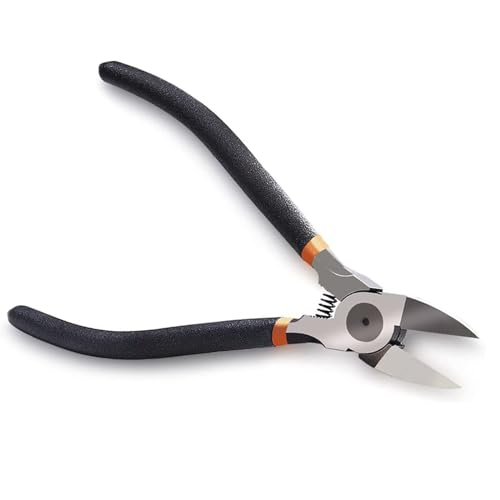 BOENFU 6 Inches Wire Cutters Heavy Duty Snips Flush Cut Side Cutters Pliers - color: 6 Inches - 1 Pack - Black Handle