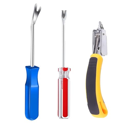 3-Piece Staple Remover Tool Set, Upholstery Tack Puller, Nail Remover for Furniture, Carpet, Wood - color: Silver