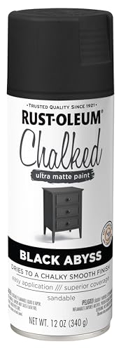 Rust-Oleum 392046 Chalked Ultra Matte Spray Paint, 12 oz, Black Abyss - color: Black Abyss, size: 12 Ounce (Pack of 1)
