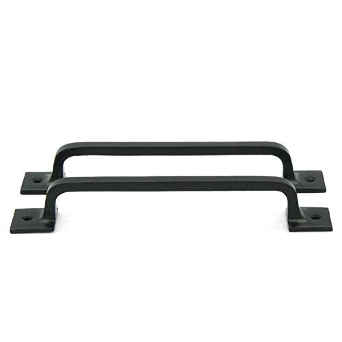 CRAFTSMAN ROAD Black Cast Iron Pull Handles 12 inch (Squared Base, Set of 2) - Cabinet Door Handles, Gate Handle Pull, Barn Door Hardware, Grab Handles (Pack of 2) - size: 12 Inch (Pack of 2)