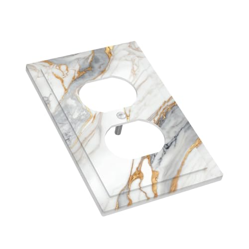 White Gray Gold Marble Outlet Covers Decorative Wall Plate - color: Outlet Covers