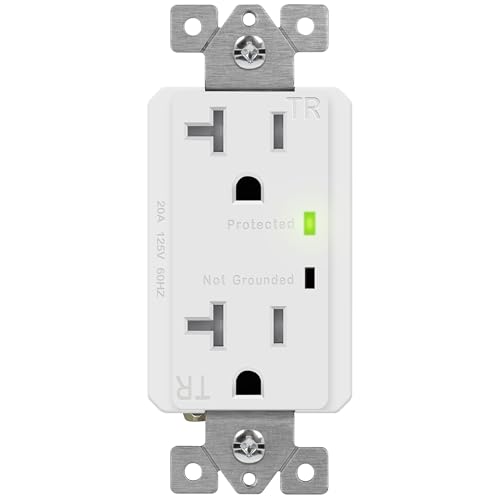 TOPGREENER Surge Protector Outlet, Tamper-Resistant, 20A 125V, White - color: White, size: without wall plate(20A)