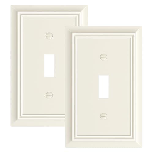 2-Pack Natural Bamboo Fiber Single Toggle Light Switch Cover Plate - color: Light Almond, size: 1 Toggle 2PK