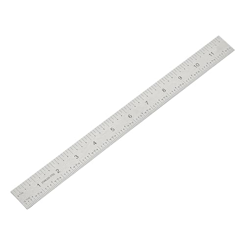 12 Inch Machinist Ruler Set - 2 Pack Stainless Steel Precision Double Sided Ruler with 1/64, 1/32, 1/16 & 1/8 Inch Graduations, Etched Markings - for Engineers,Woodworking and DIY (2, 12 Inch) - size: 12 Inch