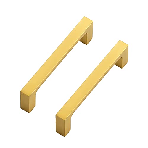 Ravinte Brushed Brass Solid Pulls Cabinet Handles 3-1/2 Inch 5 Pack - size: 3-1/2 Inch Hole Center