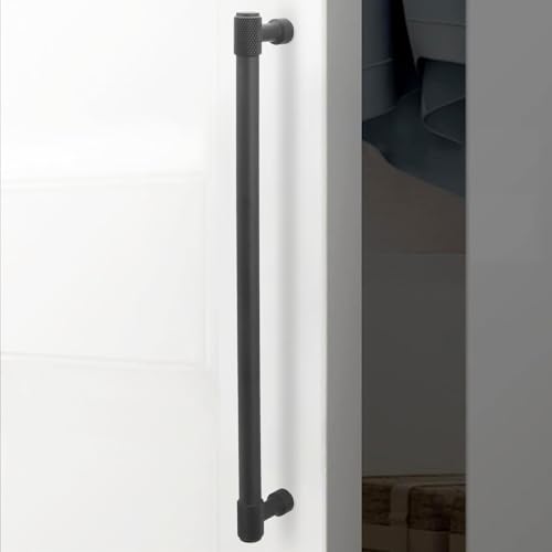 10 Pack 12-3/5 inch(320mm) Matte Black Kitchen Cabinet Handles Knurled Cabinet Pulls Black Drawer Pulls Kitchen Cabinet Hardware Dresser Handles - color: Matte Black, size: 12-3/5" Hole Center