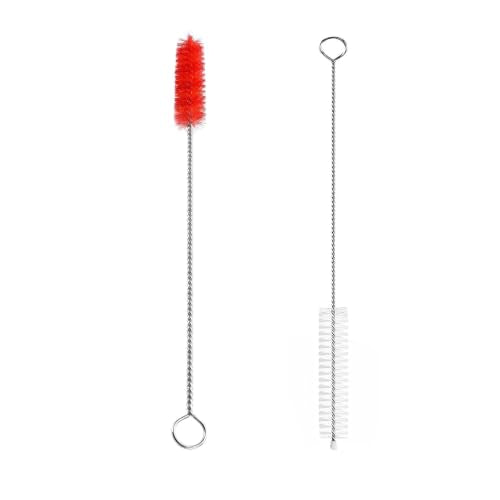 Straw Cleaner Brush, Reusable Metal Handles Straw Cleaner Brush Extra Long for Stanley Mug 40, 30, 20 oz, 10mm Wide for Sippy Cup, Water Bottle and Tubes - color: Clear+red
