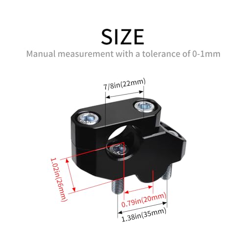 7/8" Universal Handlebar Bar Risers Motorcycle Bar Clamps For Motorbike Pit Dirt Bikes Black Riser Extend, Height 26 mm(1.02"), 20mm (0.79") Backward or Forward, Black