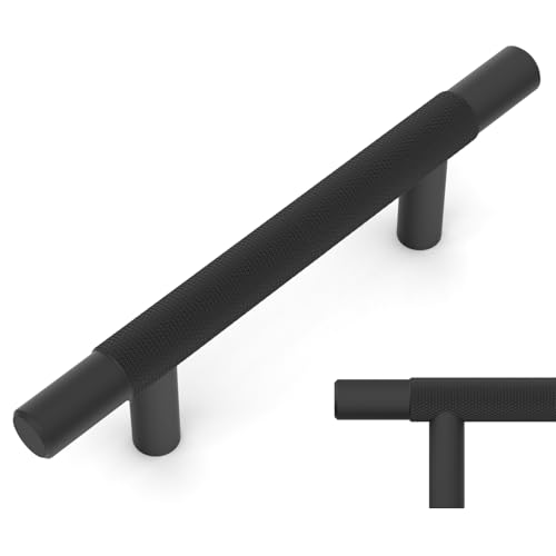 Amerdeco 10 Pack Matte Black Knurled Cabinet Pulls 3 Inch Hole Centers Kitchen Cabinet Solid Handles Hardware Kitchen Handles for Cabinets Handles IH0006 - color: Matte Black, size: 3"/76MM Hole Center