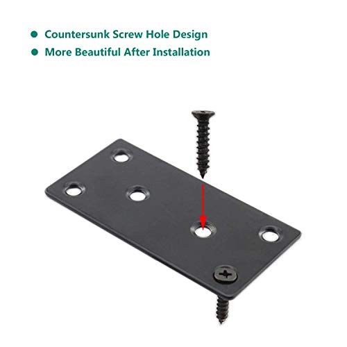 10 Pack Flat Straight Brace Brackets,ULIFESTAR Stainless Steel Mending Bracket Plate Metal Shelf Support Fixing Joining Plate for Furniture,Wood,Shelves,Cabinet with Screws Black(40x80mm/1.6''x3.15'') - size: 40 x 80 x 2 mm
