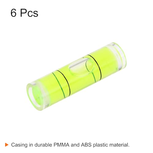 HARFINGTON 6pcs Small Cylindrical Bubble Level Vials 10x35mm PMMA Mini Horizontal Bubble Spirit Level Measuring Layout Tools for RV TV Picture Frame Hanging Tool Leveler - size: 10x35mm