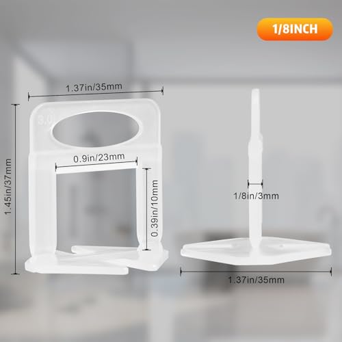 DGSL 4500 Pcs Tile Spacers1/8 Inch, Tile Leveling System with Hammer | Tile Installation Tools for Ceramic Tile and Stone Installation, Tile Leveling Clips Helps DIY and Professional Tile Layer - size: 1/8*4500