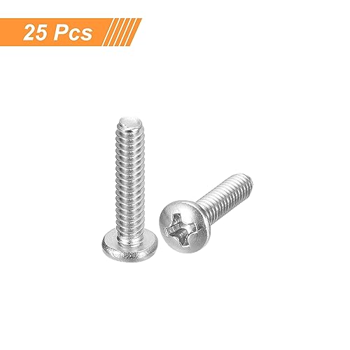 uxcell #6-32x5/8 Pan Head Machine Screws, 304 Stainless Steel 18-8 Screw, Phillips Drive, Fully Threaded, Bright Finish, Pack of 25 - size: #6-32x5/8"