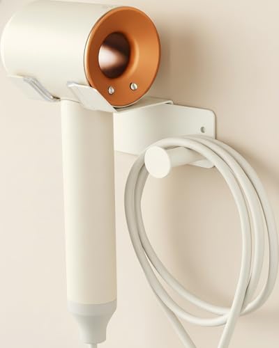 Hair Dryer Holder, HairDryer Holder Wall Mounted, Self Adhesive Blow Dryer Holder, Stainless Steel Hair Dryer Holder, Hairdryer Holder for Bathroom White - color: White