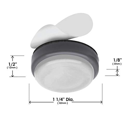 GorillaGlides CB323 1-1/4 Inch Furniture Sliders/Chair Glide Floor Protectors (Set of 8 Glides) Self-Adhesive Screw On Furniture Glides for Low Pile Carpet and Hard Surface Flooring, Round - size: 1-1/4 Inch Furniture - 8 Pack