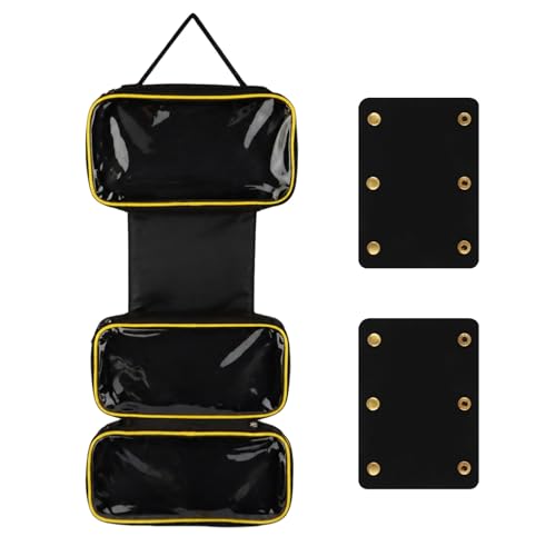 Roll Up Tool Bag with 2 Handle Wraps, Foldable Tool Roll Bag with 3 Translucent Zipper Compartments, Portable Oxford Cloth Small Tool Bag