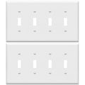 ENERLITES Mid-Size 4-gang Toggle Light Switch Cover Plate, 2 Pack, White - color: White, size: Mid-Size (Pack of 2)