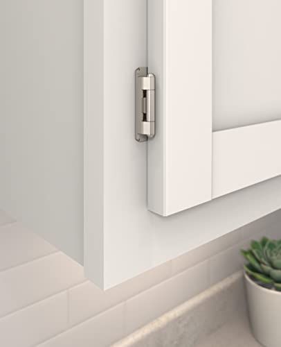 Amerock 1 Pair 3/8" Inset Satin Nickel Self-Closing Wrap Hinge - color: Satin Nickel, size: 3/8 Inch (10 mm) Inset