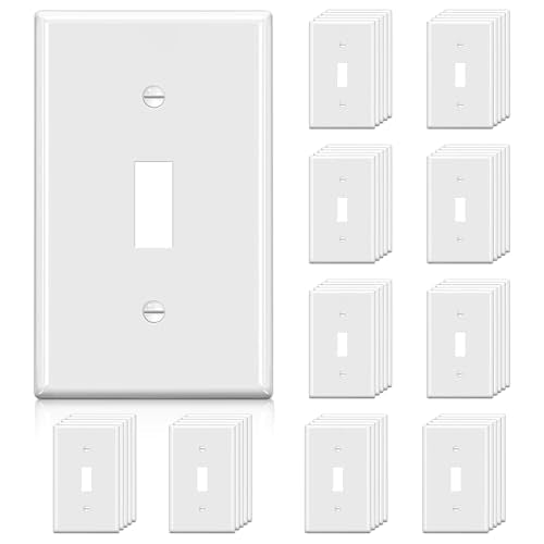 BESTTEN Light Switch Cover Plate 50 Pack, 1-Gang Toggle Wall Plate - size: 1 Gang 50 Pack