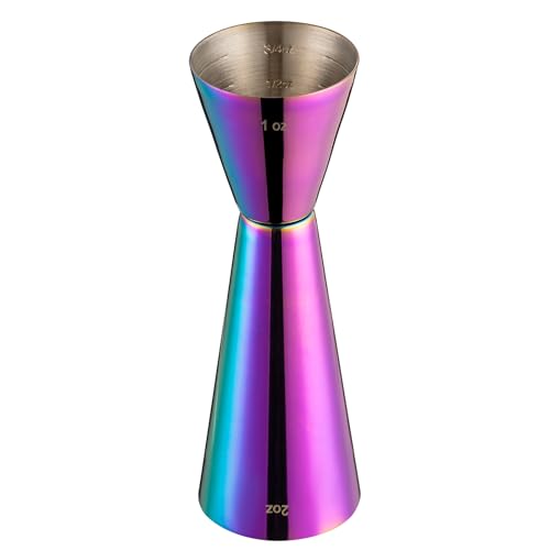 Briout Double Cocktail Jigger for Bartending, 2 OZ & 1OZ, Flat Edge Rainbow - color: Rainbow, size: Flat Edge-1oz/2oz-1PC
