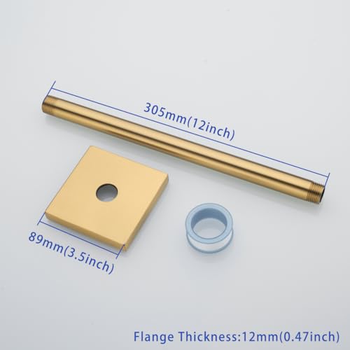 Wall Mounted Stainless Steel Shower Head Extension Arm Bathroom Accessories 12 Inch Champagne Bronze,SW-91038-12CB-SQ. - color: Right Angled Square Flange-12" Champagne Bronze