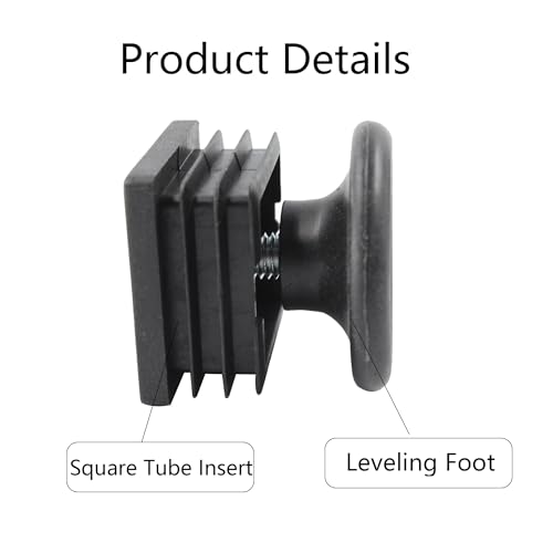 8Pcs Adjustable Leveling Feet 38 x 38mm Square Insert Kit Furniture Glide Leveler, Leveling Screw Leg for Cabinets Sofa Tables Chairs Raiser, Black - size: 38x38mm