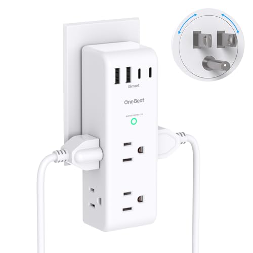 Surge Protector Outlet Extender with Rotating Plug, Multi Plug Wall Outlet - color: White, size: 2C2A, 1 Pack