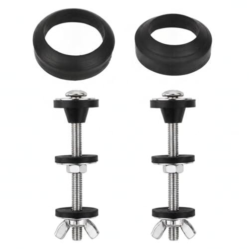 2 PCS Toilet Tank to Bowl Gaskets Kit, Universal Stainless Steel Heavy Duty Toilet Tank Bolts Replacement, Compatible with 2" & 3" Toilet Tank Seal Set, Easy Install Leak Repair