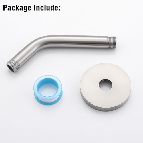 RANDOM Shower Arm with Flange, 6 Inches Brushed Nickel Wall Mount Angle Shower Head Extension Arm Wall-Mounted For Fixed Shower Head.RD91018-6BN - color: 6″ Brushed Nickel(Round Flange)